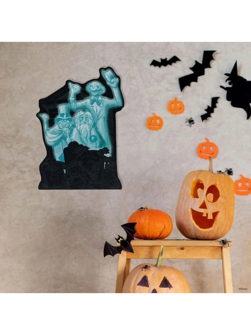 Spooky Haunted Mansion Hitchhiking Ghosts Metal Sign | Halloween Wall Art Decor